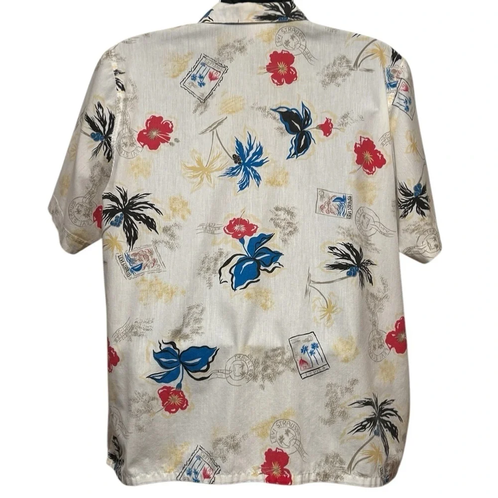 Vintage Levi’s Travelers Short Sleeve Hawaiian Floral Camp Shirt Mens Large